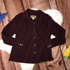 💙 La cabana Maroon faux suede button down